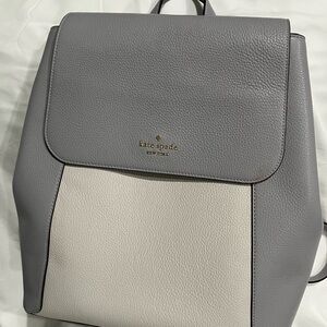 kate spade Gray and Cream Pebbled Leather Backpack NWOT